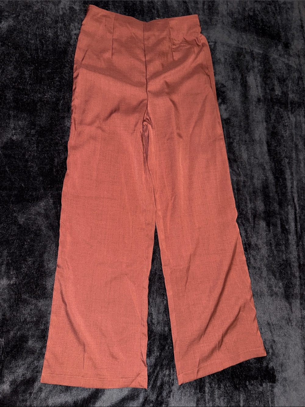 High-Waist Wide Leg Pants - Rust